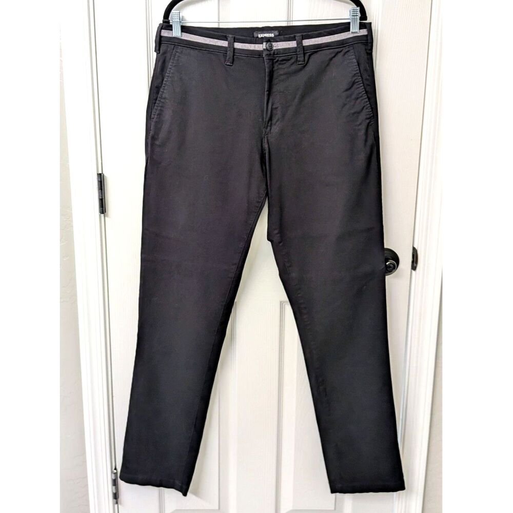 Express Pants Mens 34x34 Black Skinny Hyper Stretch 365 Comfort Chino Trousers